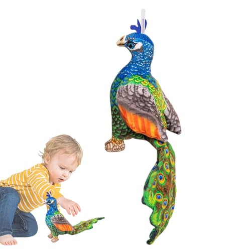 Plüsch Pfau Kuschelig,Plüsch Pfau Puppe,Blauer Pfau Spielzeugpuppe Plüschvogel Tier - Anschmiegsames Wurfkissen, Spielkameraden für Kinder, Schlafbegleiter für Bett, Schreibtisch, Couch von Generisch