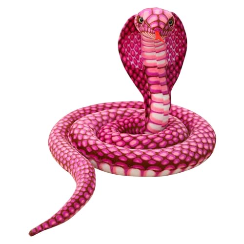 Plüschtier Schlange Kuscheltier Riesen Stofftier,240cm Gross Kobra Plüschtier Riesige Plüsch Spielzeug Jumbo Plüschtiere,Geschenk für Kinder Spielen und Schlafen Geschenk zum Kindertag (Pink) von Generisch