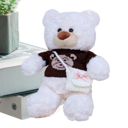 Plush Bear with Removable Clothes, Decorative Stuffed Animal Pillow, Cute Plush Toy for Girlfriend, Mom, Anniversaries, Valentine's, Birthdays (30cm, PP Cotton) von Generisch