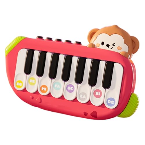 Pocket Piano, Monkey-Themed Educational Musical Toy, Portable Multi-Function Keyboard Compact Heavy Duty, Interactive Instrument for 3-5 Year Old, Yellow, Red von Generisch