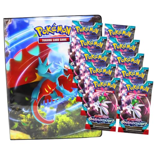 Pokemon Sammelkarten Karmesin & Purpur 4 - Paradox Rift Karten - Ultra Pro 9-Pocket Trading Cards Deutsch - 1 Mappe + 10 Booster von Generisch