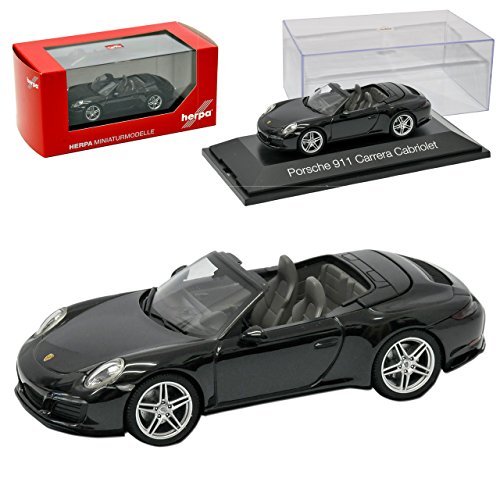 Porsch. 911 991 II Carrera Cabriolet Tief Schwarz Metallic Modell Ab 2012 Ab Facelift 2015 1/43 Herpa Modell Auto von Generisch