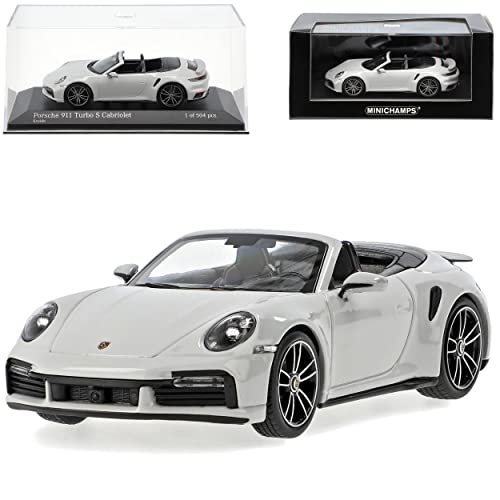 Porsch. 911 992 Turbo S Cabrio Kreide Grau Neue Generation Ab 2019 1/43 Minichamps Modell Auto von Generisch