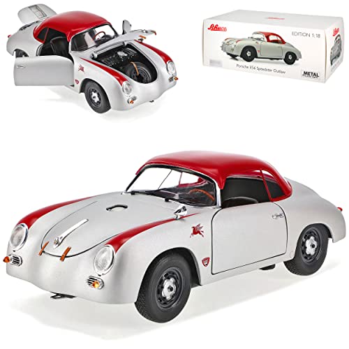 Porsche 356 Urmodell Speedster Cabriolet mit Soft Top Outlaw Silber 1948-1955 1/18 Schuco Modell Auto von Generisch