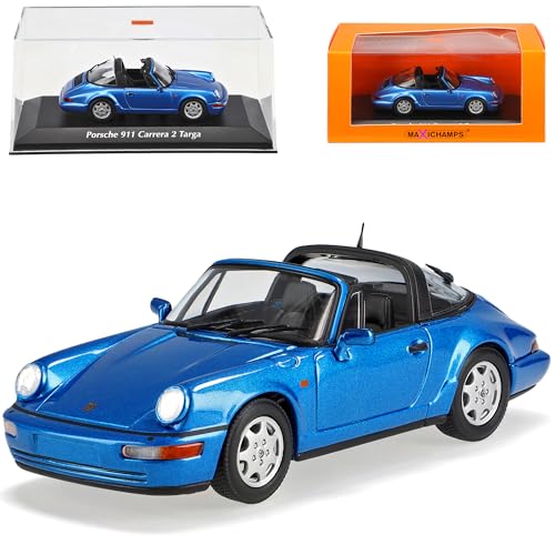 Porsche 911 964 Carrera 2 Targa Cabrio Blau Metallic 1988-1994 1/43 Minichamps Maxichamps Modell Auto von Generisch