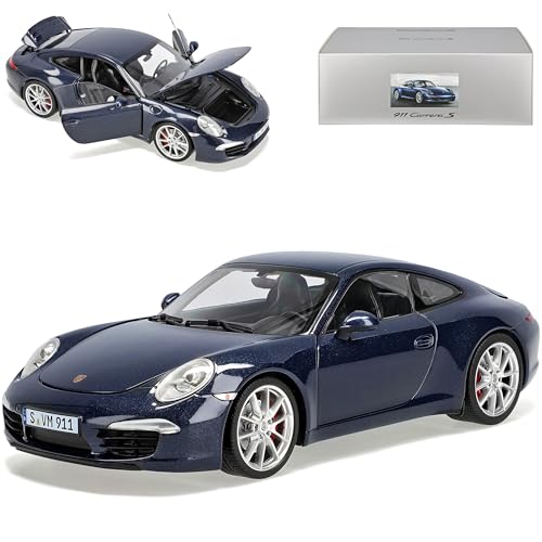 Generisch Porsche 911 991 Carrera S Coupe Dunkel Blau Schwarz Ab 2011 1/18 Minichamps Modell Auto von Generisch