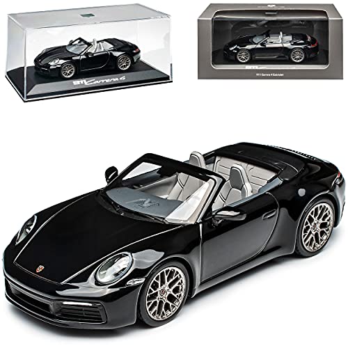 Porsche 911 992 Carrera 4 Cabrio Schwarz Neue Generation Ab 2019 1/43 Minichamps Modell Auto von Generisch