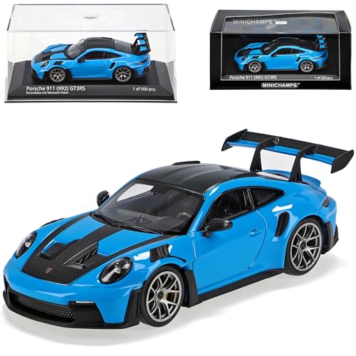 Porsche 911 992 GT3RS Coupe Riviera Blau mit Weissach Paket Modell Ab 2022 limitiert 500 Stück 1/43 Minichamps Modell Auto von Generisch