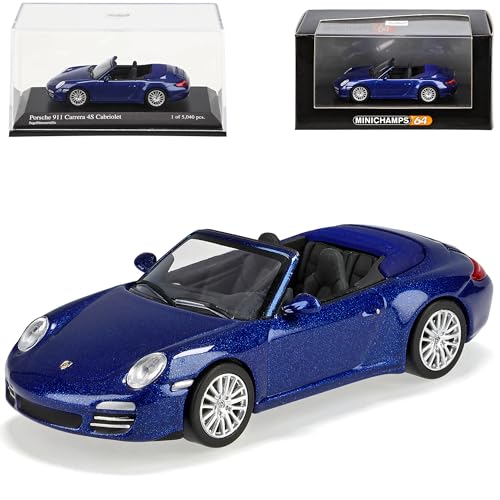 Generisch Porsche 911 997 Carrera 4s Cabrio Segel Blau 1/64 Minichamps Modell Auto Modellauto von Generisch