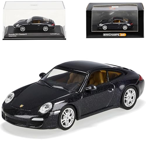 Generisch Porsche 911 997 Carrera S Coupe Atlas Grau Schwarz 1/64 Minichamps Modell Auto Modellauto von Generisch