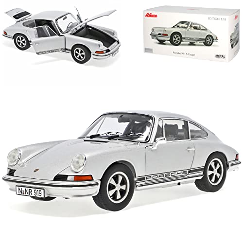 Porsche 911 S Urmodell Coupe Silber mit Schrift in Schwarz 1963-1973 1/18 Schuco Modell Auto Modell Auto von Generisch