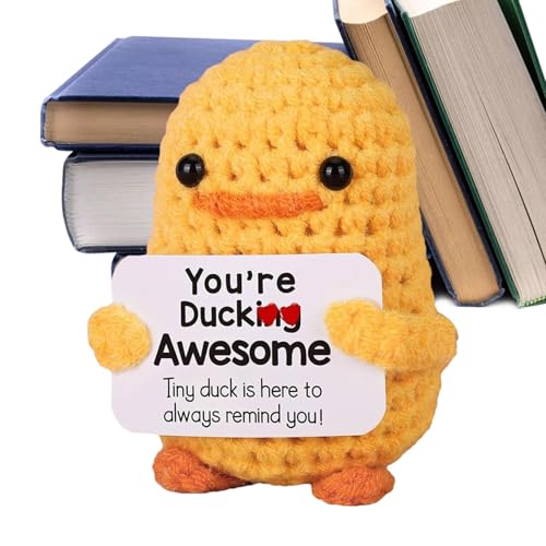 Positive Duck Toys Häkeltiere, emotionale Unterstützung, gefüllte Enten-Strickpuppe mit Ermutigungskarte, lustige handgewebte, inspirierende Enten-Heimdekorationen für den Schreibtisch,Nachttischregal von Generisch