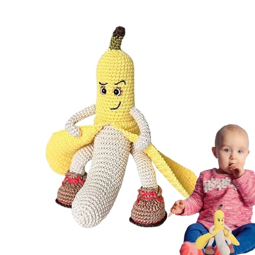 Positive Häkeltiere,Lustiges positives Bananenhäkeln | Gefüllte Obstpuppe,Ermutigungsunterstützung gestrickte Früchte, neuartige Heimdekoration für Wohnzimmer, Schlafzimmer, Küche von Generisch