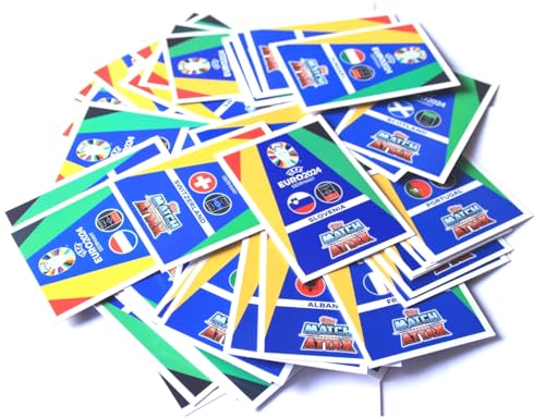 Posten 85 Stück Topps Match Attax Euro 2024 Fußball Sammelkarten, quer gemischt, überwiegend Basis, One to Watch, Captain, Hero und Centurion Karten von Generisch