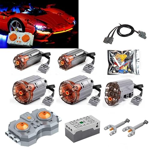 Power Function Motoren-Set, kompatibel mit Le*go Technic 42143 Ferreri Daytona Supercar modifizierte Leistungsgruppe Beleuchtung Fernbedienung Motor Bausteine Montage Spielzeug Zubehör (keine Modelle) von Generisch