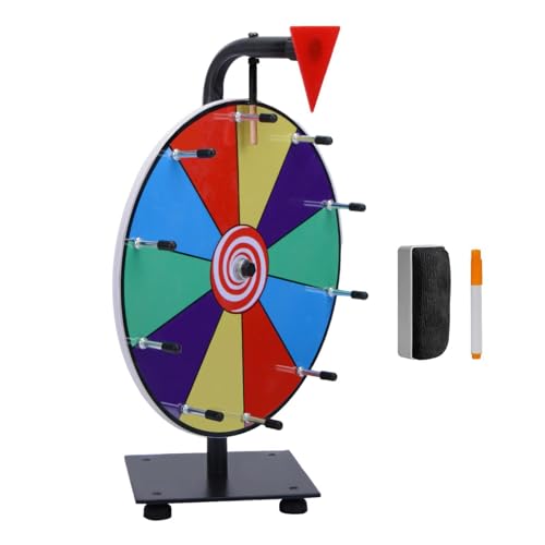 Preisrad – Glücksrad, 30,5 cm trocken abwischbares Tombola-Rad | 10 Slots Tabletop Roulette Rad des Glücks mit Löschmarkern und Radiergummi, Gewinne das Fortune Spin Spiel für Karneval und Messe von Generisch