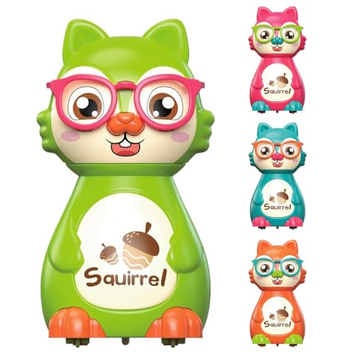 Press and Go Car, 4X Cartoon Squirrel Sliding Car, 3.74x2.56x1.97 Inches/ 7.87x7.09in Preschool Learning Activity, Adorable Animal Friction Vehicle for Boys, Girls von Generisch