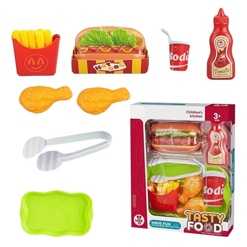 Pretend-Fast-Food-Spielset,Pretend-Fast-Food-Spielset - Fast Food Rollenspielküche Spielzeug Kochgeschirr - Küchen-Rollenspielset, lustiges Küchenzubehör für Kinder für Ostern, Thanksgiving, Weihnacht von Generisch