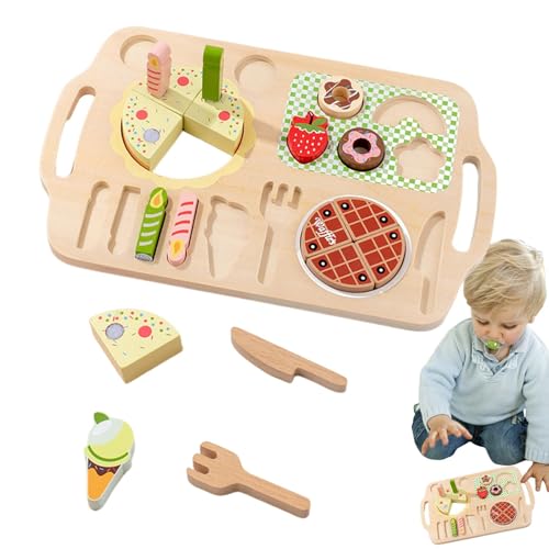 Pretend Kitchen Food Toy,Pretend Play Kitchen Toys | Kinder täuschen Spielzeug aus Holz in der Küche und Essen vor,Kinder im Alter von 3 bis 5 Jahren, frühes Lernspielzeug, Küchenspielset für Kinderzi von Generisch