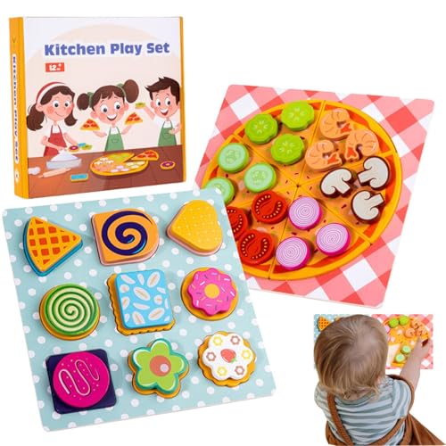 Pretend Pizza Toy – Simulations-Essen-Spielset | Pädagogisch vorgeben, dramatisches Essen, Pizzaspielzeug, kognitives Rollenspiel, Küchenzubehör für Kinder von Generisch