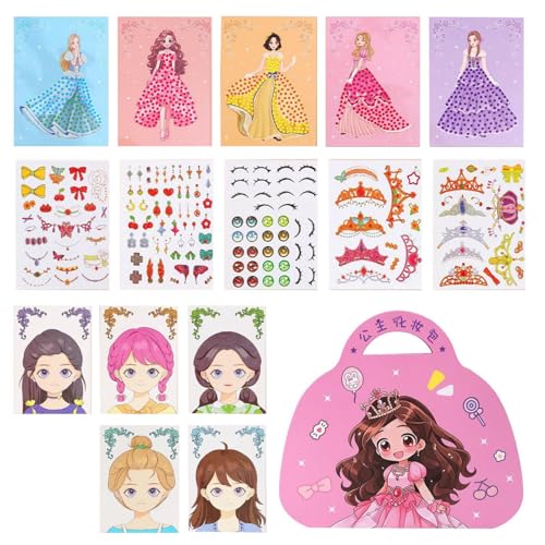 Prinzessin-Kunst-Bastelset, Prinzessin-Make-up-Aktivitätsbuch, Kosmetik-Make-up-Spiel, Kreatives Rollenspielspielzeug für Mädchen, pädagogisches Prinzessinnen-Fantasiespielzeug, Spaß für Mädchen--Gebu von Generisch