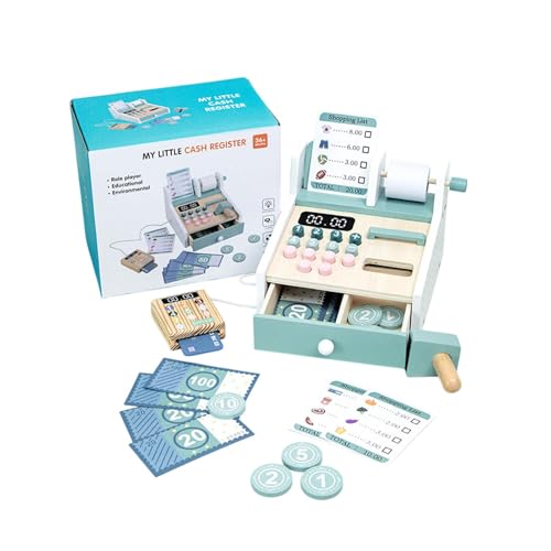 Proped Wood Registrierkasse, tat Play Calculator Registrierkasse,Hölzerne digitale Display Spielzeug Kinder Registrierkasse - Mädchen Frühes Lernen Aktivität Home Rollenspiel Ausrüstung für Klassenzim von Generisch