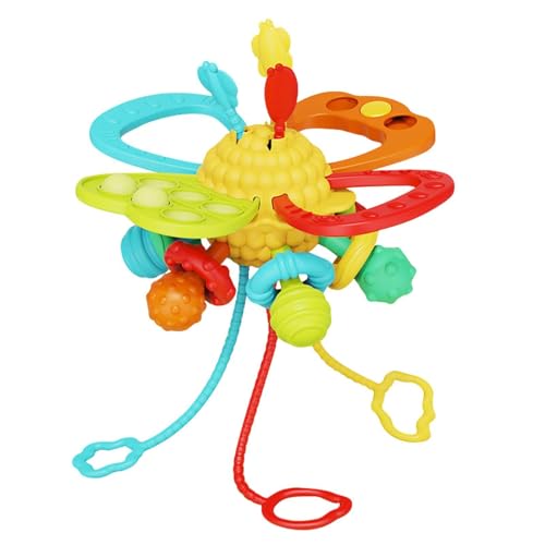 Pull-String-Spielzeug für Babys, Pull-String-Sensorspielzeug,Grifftraining-Beißring, Reisespielzeug für Grifftraining - Buntes Ziehspielzeug, sensorisches Schnurspielzeug für Ostern, Erntedankfest, Ge von Generisch