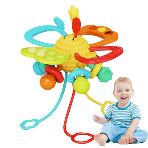 Pull-String-Spielzeug für Babys, Pull-String-Sensorspielzeug - Grifftraining-Beißring, Reisespielzeug für Grifftraining | Lustiges Spielzeug zur sensorischen Entwicklung, Zugschnur-Aktivität zum Gebur von Generisch