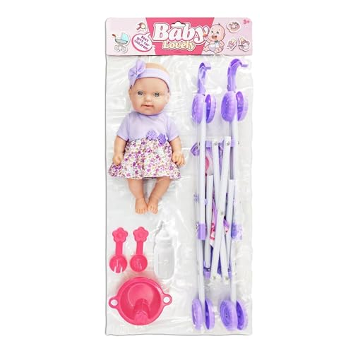 Puppe mit Kinderwagenset, Puppe mit Kinderwagen, Puppenwagen für Kleinkinder Speisestuhl Kinderpuppenzubehör | 10 -Zoll -Puppenspiel -Set mit Kinderwagen -Puppenzubehör tun Token -Set für Kinder Junge Puppe mit Kinderwagenset, Puppe mit Kinderwagen, Puppenwagen für Kleinkinder Speisestuhl Kinderpuppenzubehör | 10 -Zoll -Puppenspiel -Set mit Kinderwagen -Puppenzubehör tun Token -Set für Kinder Junge von Generisch