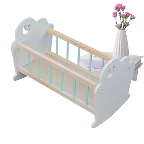 Puppen Babybett,Mini Holz Schlafbett | Realistische Möbelaccessoires Schlafkrippe Für Mädchen Puppenhaus Aktivitäten Puppen Babybett,Mini Holz Schlafbett | Realistische Möbelaccessoires Schlafkrippe Für Mädchen Puppenhaus Aktivitäten von Generisch