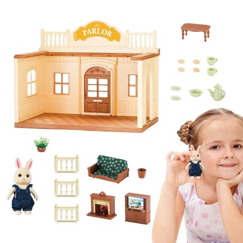 Puppenhaus-Set aus Holz, Kleinkind-Puppenhaus | Fine Motor Toys Tiny House Spielset - Lernspielzeug, Miniatur-Puppenhaus-Bausatz, Kleinkindspielzeug-Bausatz, Rollenspiel für Kinder ab 3 Jahren von Generisch