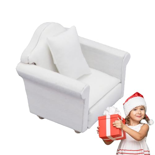 Puppenhaus Sofa, M-ini Sofa Wichtel Sessel Mit Kissen, 1/12 Puppenhaus, Miniatursofa Möbel Zubehör, Puppenhaus Zubehör Rollenspiel Spielzeug, Für Mädchen von Generisch