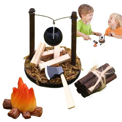 Puppenhaus-Spielzeug-Feuer-Dekoration - Puppenhaus-Feuerstellen-Dekoration,puppenmöbel Fake Lagerfeuer | Lagerfeuer-Puppenhausmöbel Aus, Vorgetäuschte Spielspielzeug-Feuerfigur, Puppenhaus- von Generisch