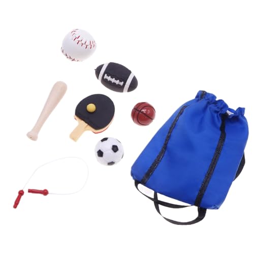 Puppenhaus Zubehör, Miniatur Sportgeräte Set, Rucksack Baseball Baseballschläger Football Basketball Fußball Tischtennisball Schläger Springseil, Tortendeko Puppenhaus Zubehör, Miniatur Sportgeräte Set, Rucksack Baseball Baseballschläger Football Basketball Fußball Tischtennisball Schläger Springseil, Tortendeko von Generisch