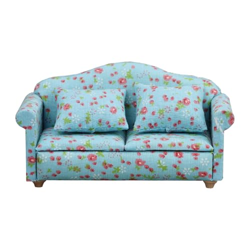 Puppenhauscouch,Puppencouch - Winziger Sofasessel | Moderne Puppenhausmöbel-Couch im Maßstab 1:12, Miniatursofa mit Kissen für das Wohnzimmer von Generisch