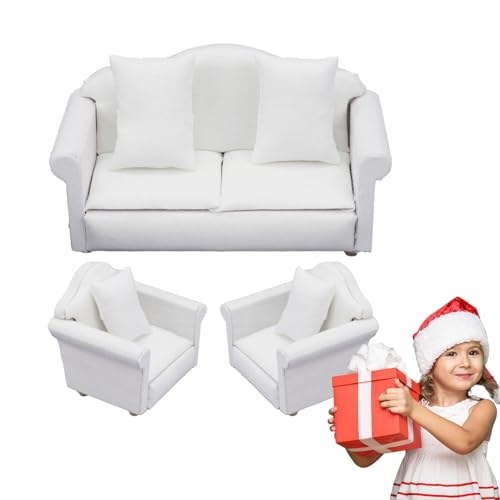 Puppenhaussofa, 1:12 Puppenhaus Miniatur Möbel Modell Tuch Couch Sessel Sofa Mit Kissen, Puppenhauscouch, Miniaturmöbel Im Maßstab 1:12, Sie Spielen Miniatur Sofa Möbel Spielzeug Mit Kissen von Generisch