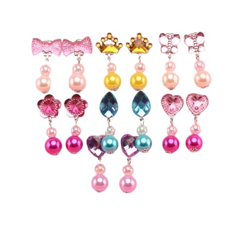 Puppenzubehör Junge Ohrringe für Creolen für Mädchen Ohrring Schmuck Ohrhänger Schmuck für Quaste Hängende Perlen Mädchen Kind Kunststoff Kinderwagen Puppenwagen (Pink, One Size) von Generisch