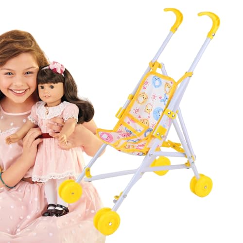 Puppenzubehör - Kinderwagenspielzeug | Hölzerner Puppenwagen, Baby Push Walker, Einkaufswagen-Lernwanderer für und Mädchen, Schiebespielzeug für Babys, die Laufen Lernen von Generisch