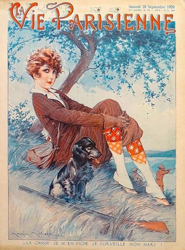 Puzzle 1000 Teile 1929 La Vie Parisienne Spaniel Hund La Chasse Frankreich Reise Werbung Druck Wandkunst Holzpuzzle Spielzeug Spiele für Erwachsene Kinder Kinder Jugendliche Geschenk von Generisch