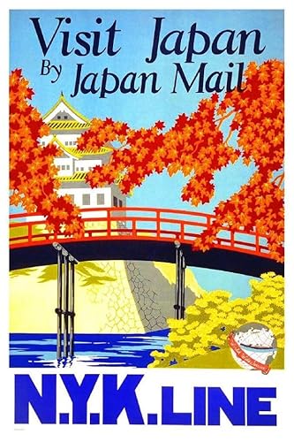 Puzzle 1000 Teile Besuch Japan per Mail N.Y.K. Linie Vintage Reise Werbung Kunstdruck Wandkunst Holzpuzzle Spielzeug Spiele für Erwachsene Kinder Kinder Jugendliche Geschenk von Generisch