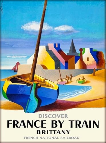 Puzzle 1000 Teile Entdecken Sie Frankreich mit dem Zug - Bretagne Vintage Französisch Reise Werbung Druck Wandkunst Holzpuzzle Spielzeug Spiele für Erwachsene Kinder Kinder Jugendliche Geschenk von Generisch