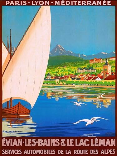 Puzzle 1000 Teile Evian Les Bain Le Lac Leman Frankreich Französisch Europa Reise Werbung Druck Wandkunst Holzpuzzle Spielzeug Spiele für Erwachsene Kinder Kinder Jugendliche Geschenk von Generisch