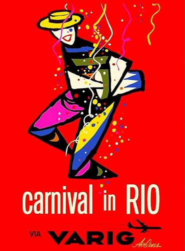 Puzzle 1000 Teile Karneval in Rio Brasilien Südamerika Vintage Reise Werbung Druck Wandkunst Holzpuzzle Spielzeug Spiele für Erwachsene Kinder Kinder Jugendliche Geschenk von Generisch