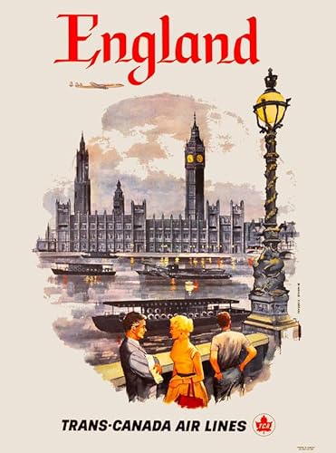 Puzzle 1000 Teile London von Clipper England Großbritannien Vintage Reise Werbung Druck 3 Wandkunst Holzpuzzle Spielzeug Spiele für Erwachsene Kinder Kinder Jugendliche Geschenk von Generisch