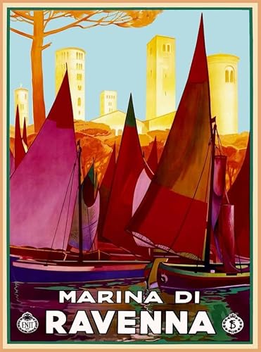 Puzzle 1000 Teile Marina di Ravenna Italien Vintage Italienische Reise Werbung Kunstdruck Wandkunst Holzpuzzle Spielzeug Spiele für Erwachsene Kinder Kinder Jugendliche Geschenk von Generisch