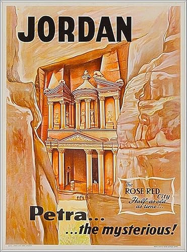 Puzzle 1000 Teile Petra die geheimnisvolle Jordanien Naher Osten Reise Vintage Werbung Kunstdruck Wandkunst Holzpuzzle Spielzeug Spiele für Erwachsene Kinder Kinder Jugendliche Geschenk von Generisch