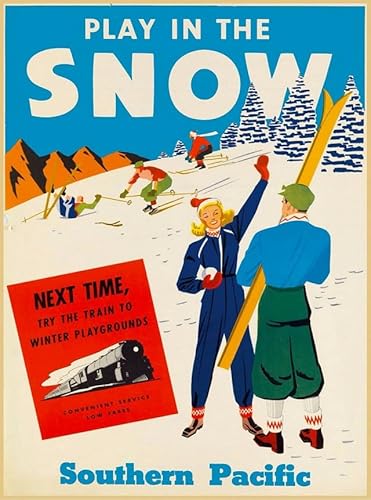 Puzzle 1000 Teile Spielen im Schnee Ski Vereinigte Staaten Amerika Vintage Reise Werbung Druck Wandkunst Holzpuzzle Spielzeug Spiele für Erwachsene Kinder Kinder Jugendliche Geschenk von Generisch