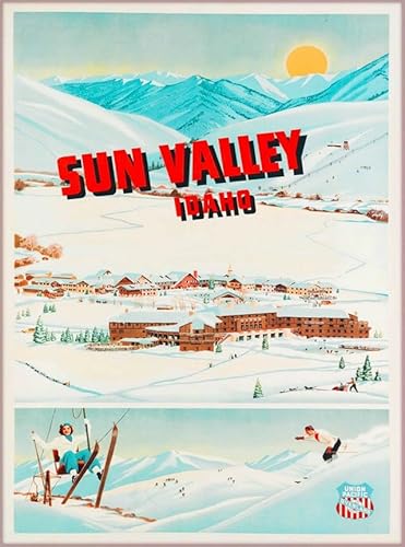 Puzzle 1000 Teile Sun Valley Idaho Union Pacific United States Travel Advertisement Kunstdruck Wandkunst Holzpuzzle Spielzeug Spiele für Erwachsene Kinder Kinder Jugendliche Geschenk von Generisch