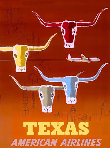 Puzzle 1000 Teile Texas von Flugzeug Vereinigte Staaten von Amerika Reise Werbung Druck Wandkunst Holzpuzzle Spielzeug Spiele für Erwachsene Kinder Kinder Jugendliche Geschenk von Generisch