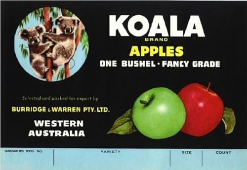 Puzzle 1000 Teile Western Australia Koala Bär Apfel Obst Kiste Label Kunstdruck Wandkunst Holzpuzzle Spielzeug Spiele für Erwachsene Kinder Kinder Jugendliche Geschenk von Generisch